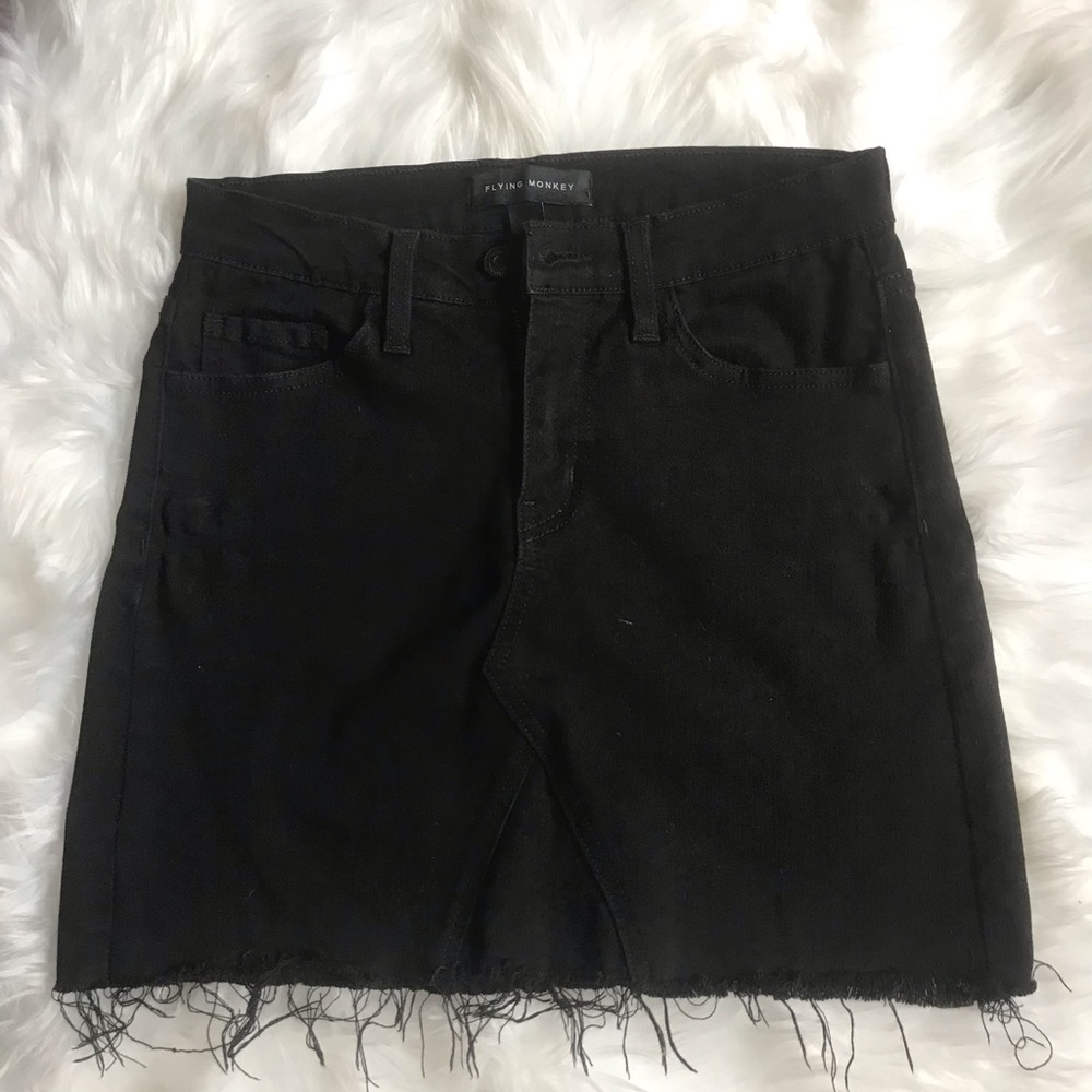 Flying Monkey Black Jean frayed skirt